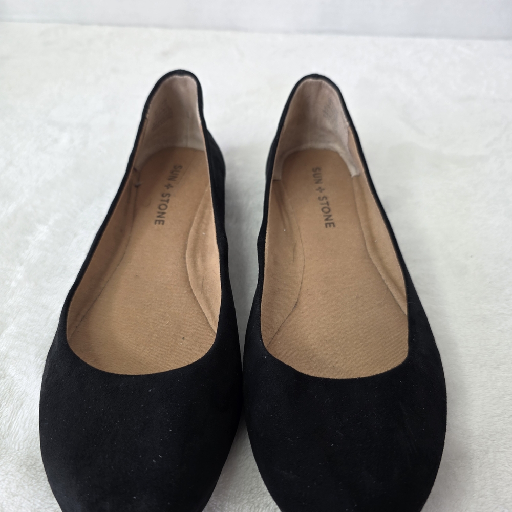 Sun + Stone Black Suede Ballet Flats - Classic Women's Shoes